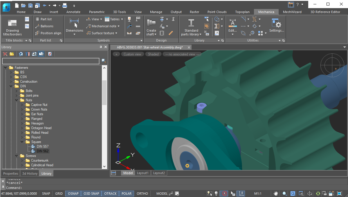 Biblioteca de peças padrão e complexas